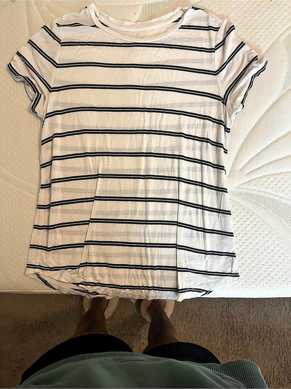 Aéropostale Seriously Soft Perfect Crew Striped Short Sleeve Tee in white & Blac